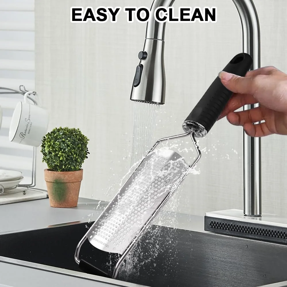 Терка для сиру Пармезан, цедри лимона, ручна з нержавіючої сталі з гумовою ручкою, фото №5