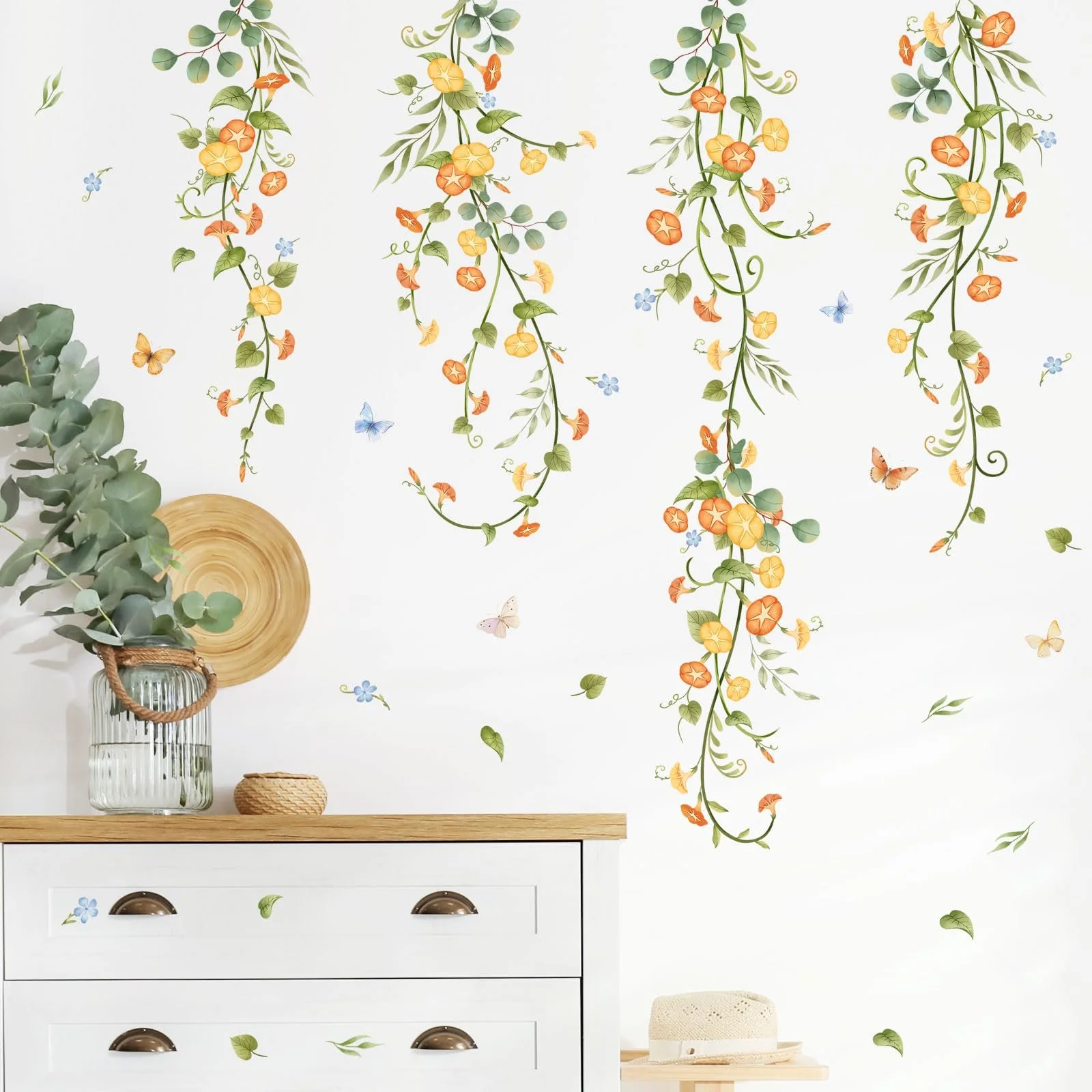 Наклейка на стіну Supzone Flowers Жовта квітка в'юнка 125 x 85 см, фото №4