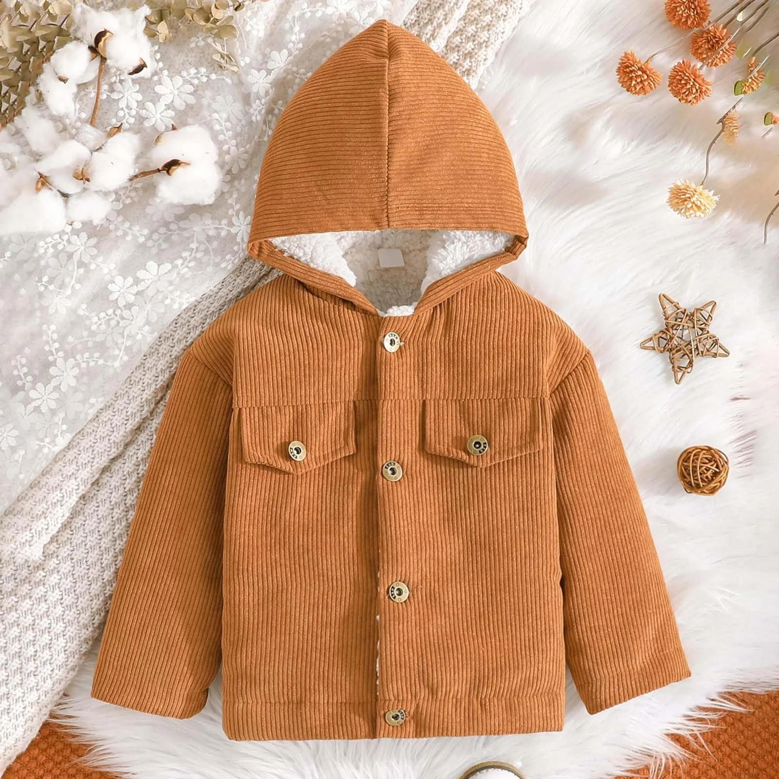 Зимняя куртка Cord с мягкой флисовой подкладкой для мальчиков Утепленное теплое пальто для малышей Детский уютный дизайн для активных дней, фото №3