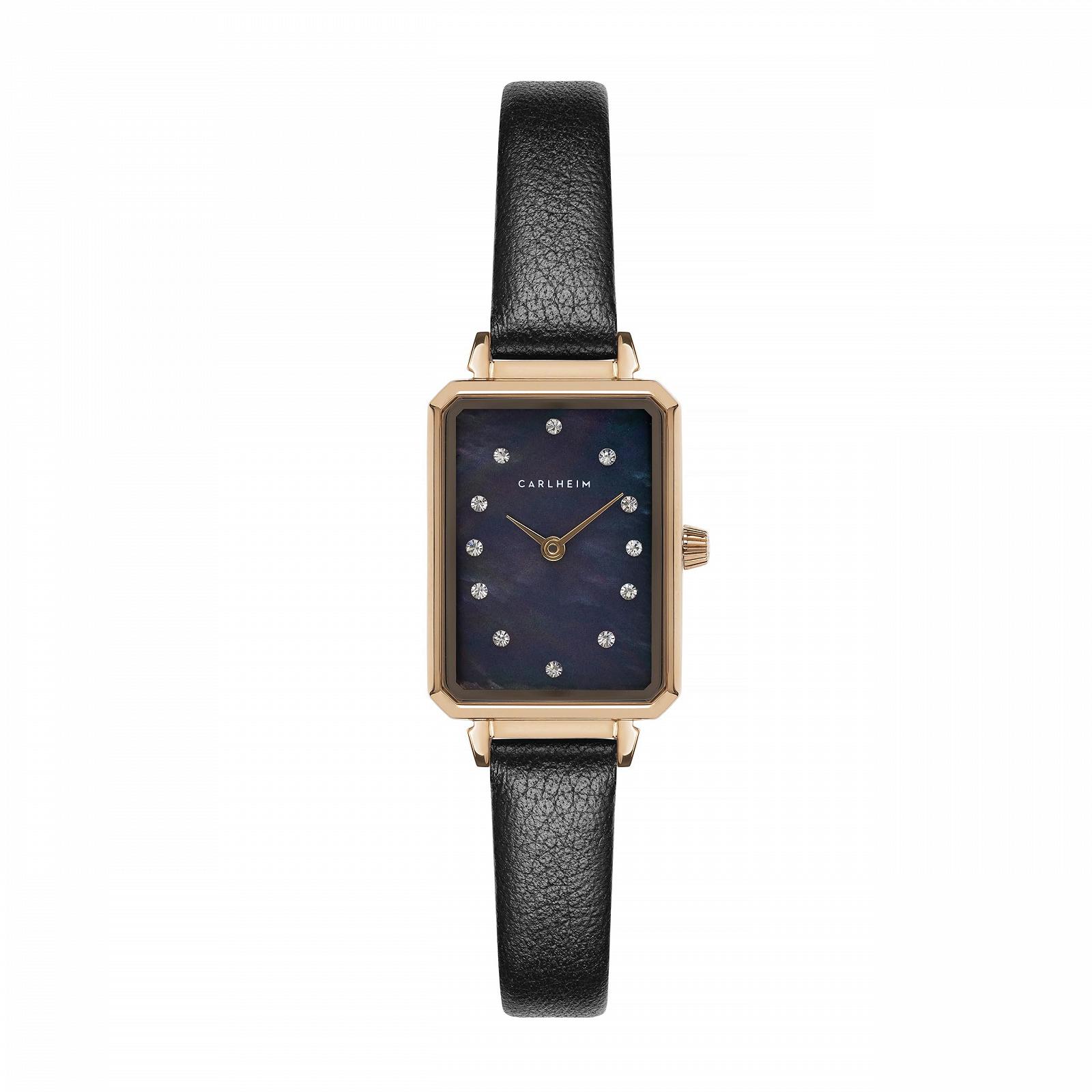Жіночий годинник Carlheim Mila Petite Square 2620, Mop Black, Rose Gold, Classic, фото №1