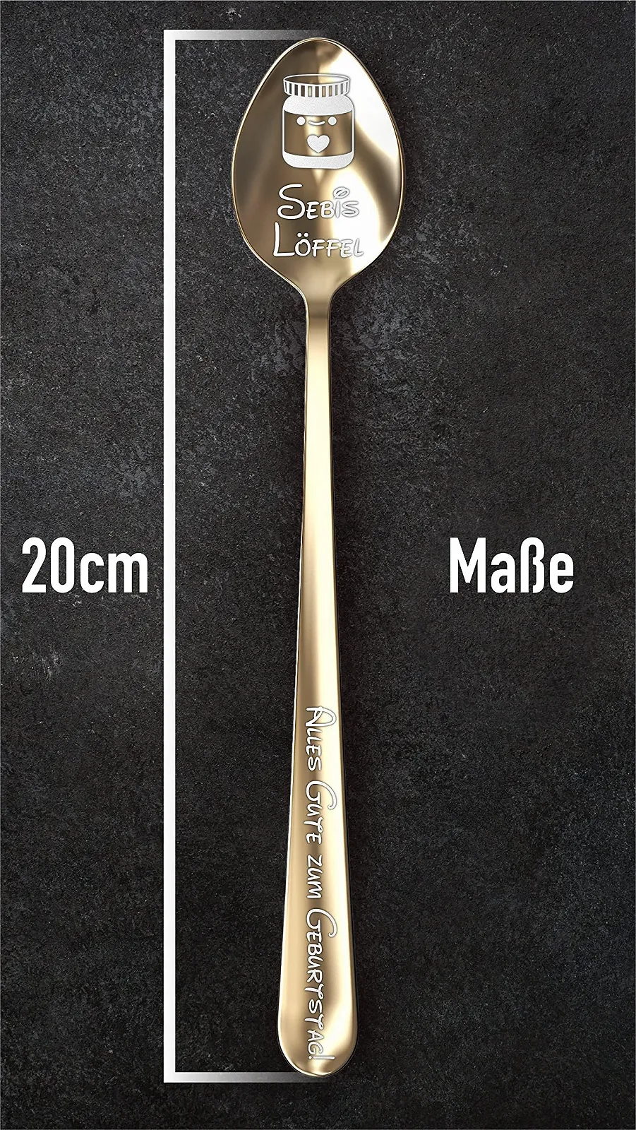 Ложка Geschenkfreude Золотистий з гравіюванням імені, фото №2