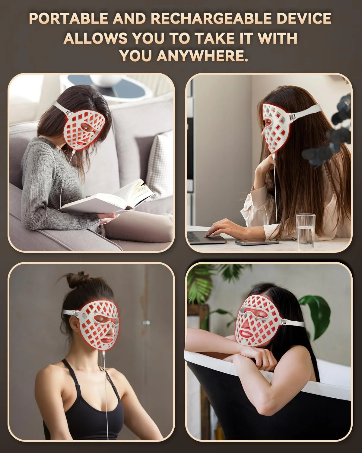 LED Маска KIMTAR для лица, светотерапия красным светом для лица в 7 цветах, 5 уровней яркости, фото №7