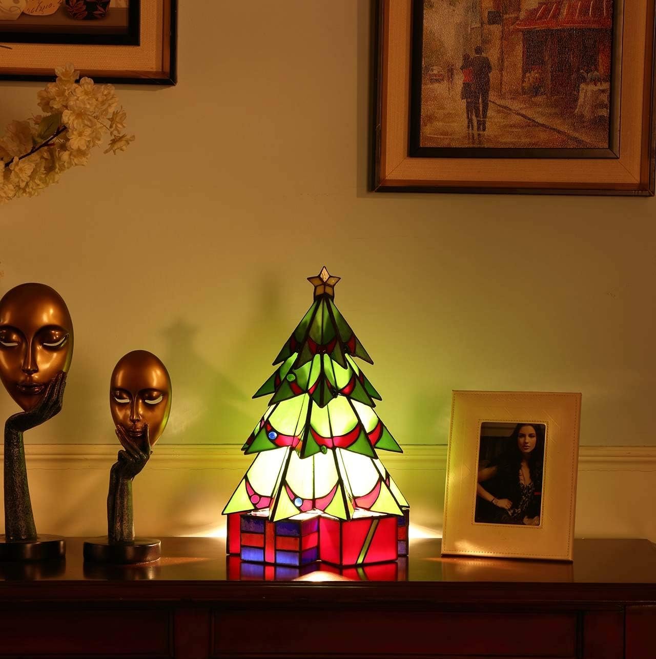 Настільна лампа Bieye Green Tiffany Style Christmas Tree L30678, фото №5