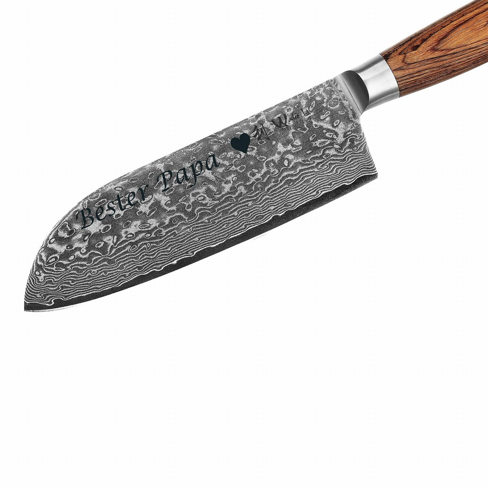Ніж Сантоку Wakoli EDIB Pro 17 см, дамаська сталь, руків'я з дерева Pakka, фото №9