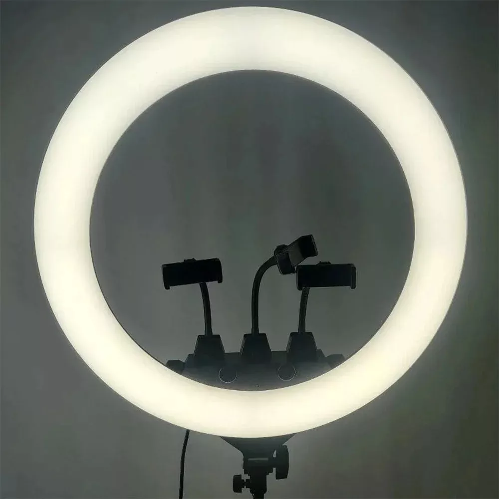 Кольцевая лампа Ring Light светодиодная с тремя съёмными держателями для телефонов пультом ДУ и сумкой 55см 220V (SLP-G63), фото №9