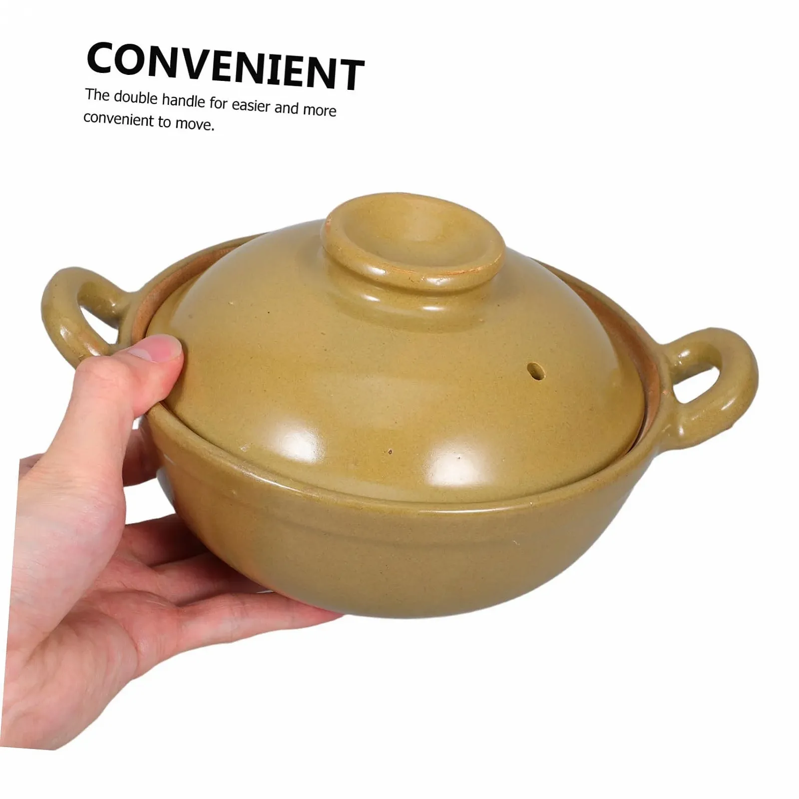 Горшок для тушения VICASKY 500 мл глиняный с двойными ручками жаропрочный, фото №4