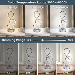 Настільна лампа LED спіральна сенсорна з регулюванням яскравості USB Type-C срібляста synthetic.ua - Фото 1