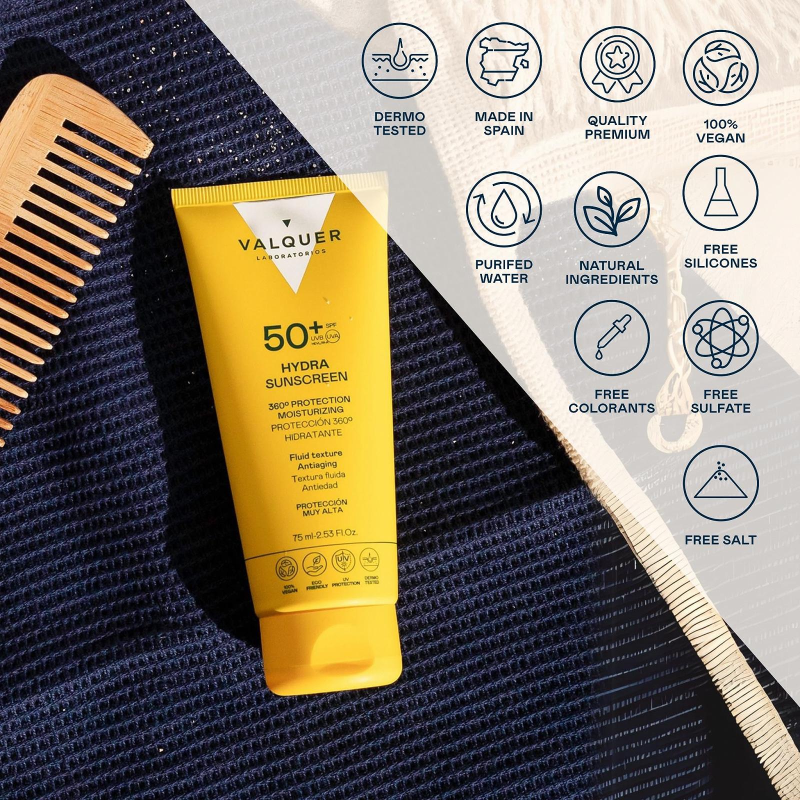 Крем для лица Valquer Laboratorios Hydra Sunscreen SPF 50+ Увлажняющий и антивозрастной, фото №2