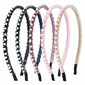 Обруч Женский с бисером и стразами, 5 штук - Фото 1