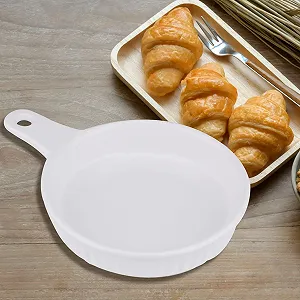 Форма для запікання Sewroro Керамічна кругла з ручкою Біла synthetic.ua - Фото 1