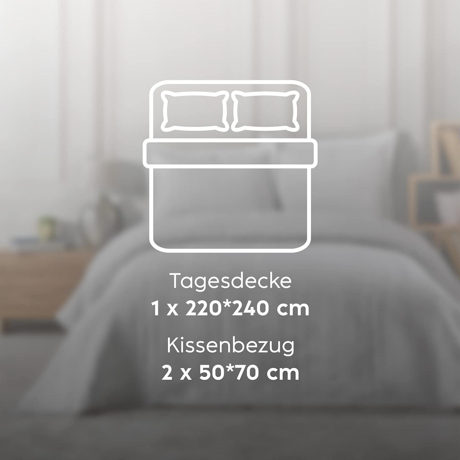 Покрывало Elart 220 x 240 см и 2 наволочки 50 x 70 см, жаккардовое плетение, мягкое, серое, фото №2