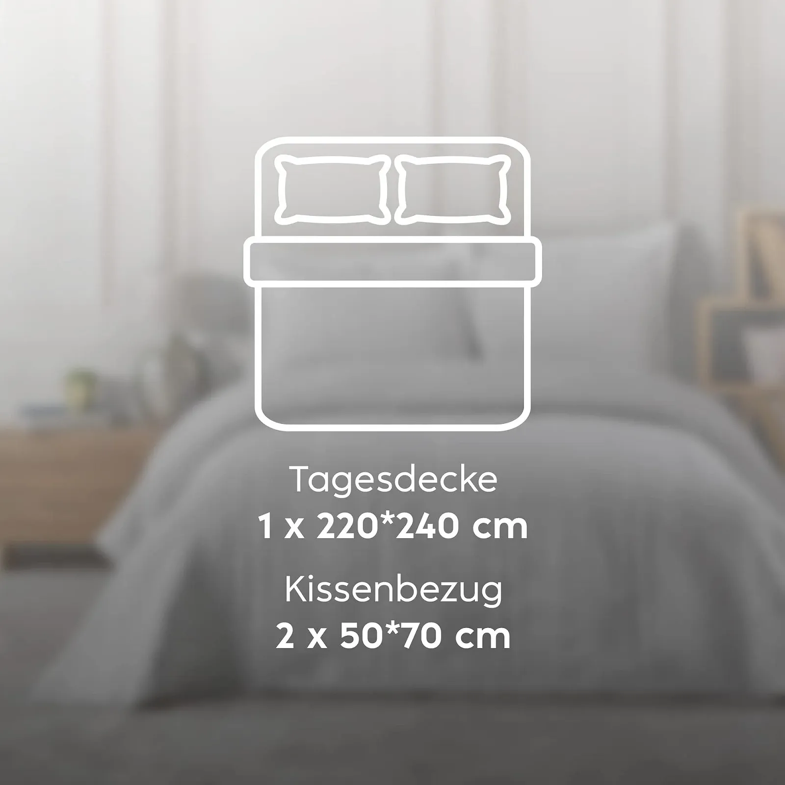 Покривало Elart 220 x 240 см та 2 наволочки 50 x 70 см, жакардове плетіння, м'яке, сіре, фото №2