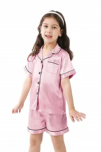 Шовкова піжама Swomog для дівчат, дитяча, з короткими рукавами synthetic.ua - Фото 1