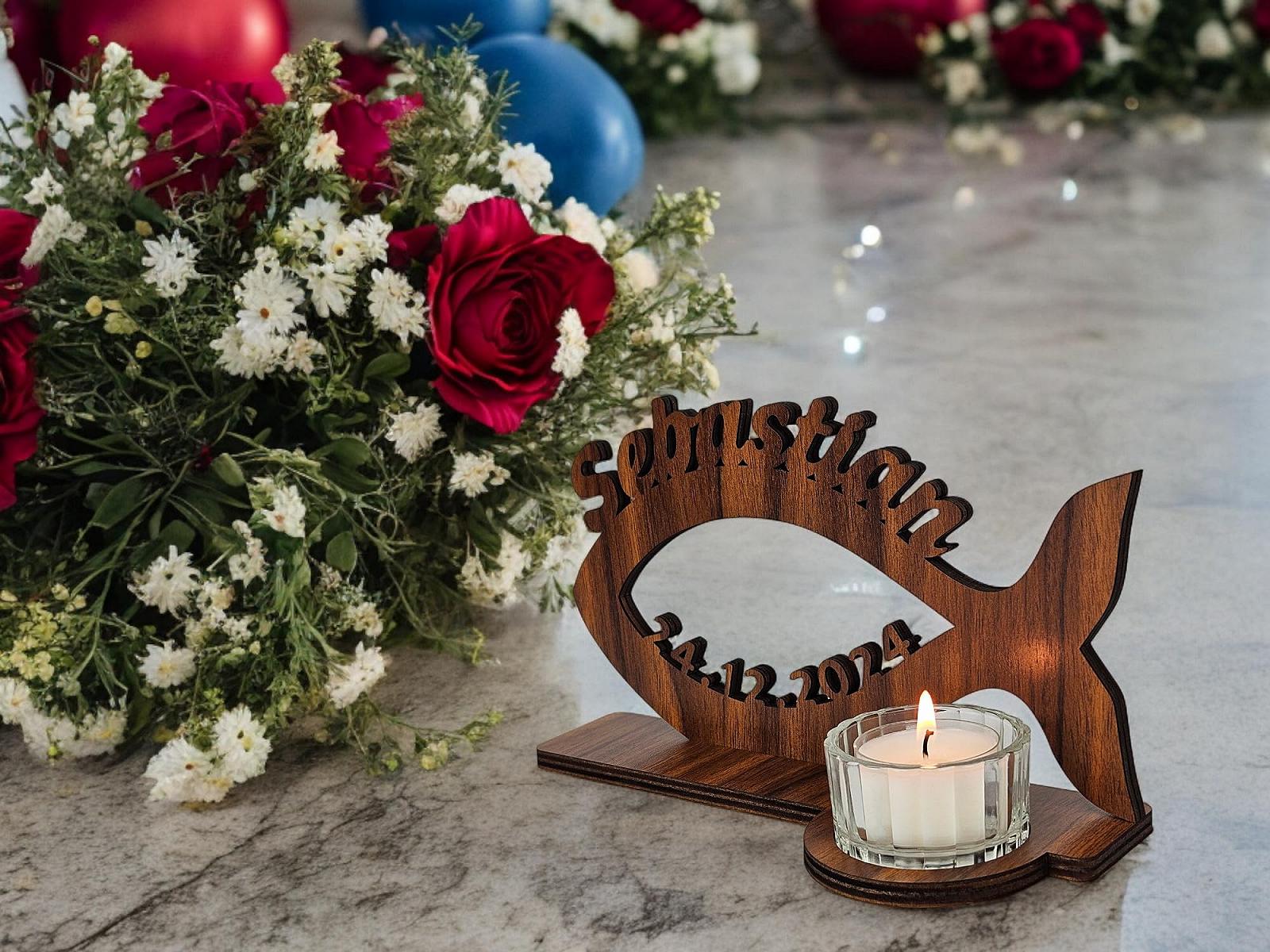 Підсвічник Waluna® Wooden Tea Light Holder Fish 12 кольорів, фото №7