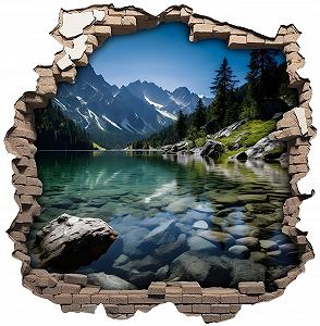 Наклейка на стіну Samunshi Wall Crack with Mountain Lake 70 x 70 см - Фото 1