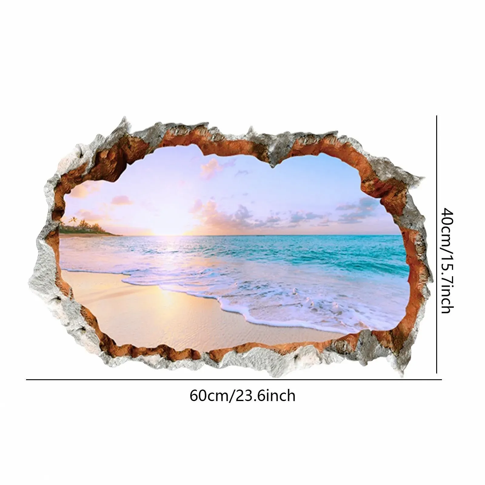 Настінна наклейка Пейзаж Вид на море з ефектом пролому 3D, фото №5