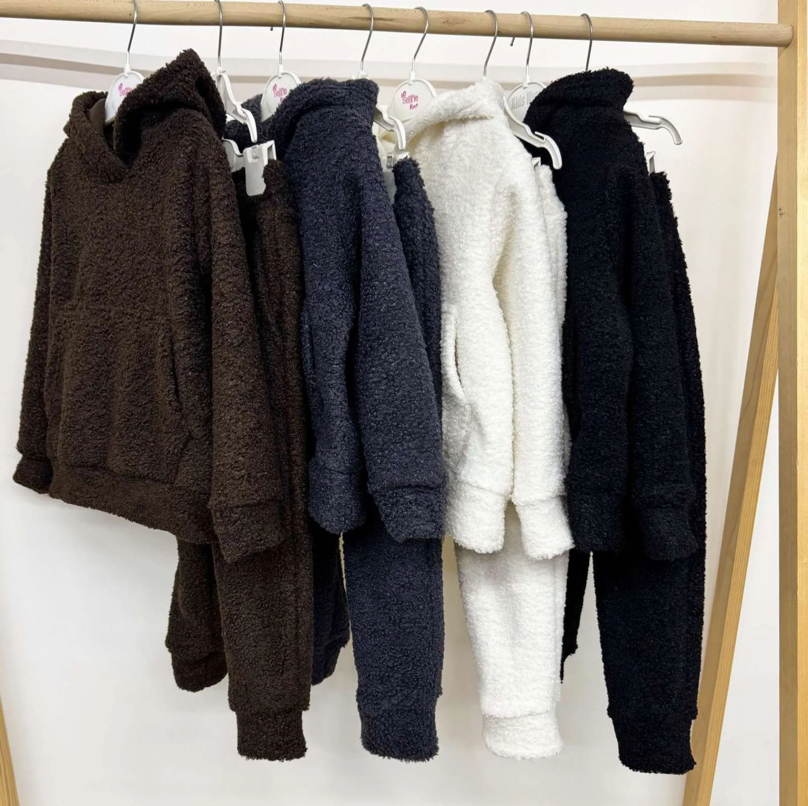 Теплий дитячий костюм тедді від 98 до 158 см | джемпер з капюшоном + штани костюм барашка, фото №1