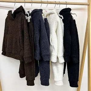 Теплий дитячий костюм тедді від 98 до 158 см | джемпер з капюшоном + штани костюм барашка - Фото 1