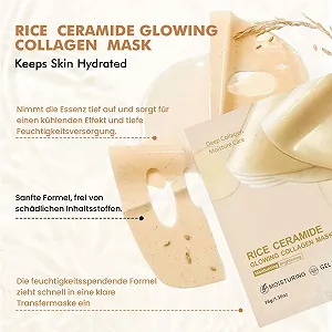 Маска для лица Рисовый коллаген, сияющая коллагеновая маска, с керамидами, маска для стеклянной кожи, коллагеновая рисовая маска для лица, укрепляющая и увлажняющая, натуральный цвет, корейский уход за кожей, антивозрастная маска для лица synthetic.ua - Фото 1