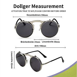 Сонцезахисні окуляри Круглі Steampunk Dollger Відкидні лінзи Ретро Металева оправа для чоловіків і жінок synthetic.ua - Фото 1
