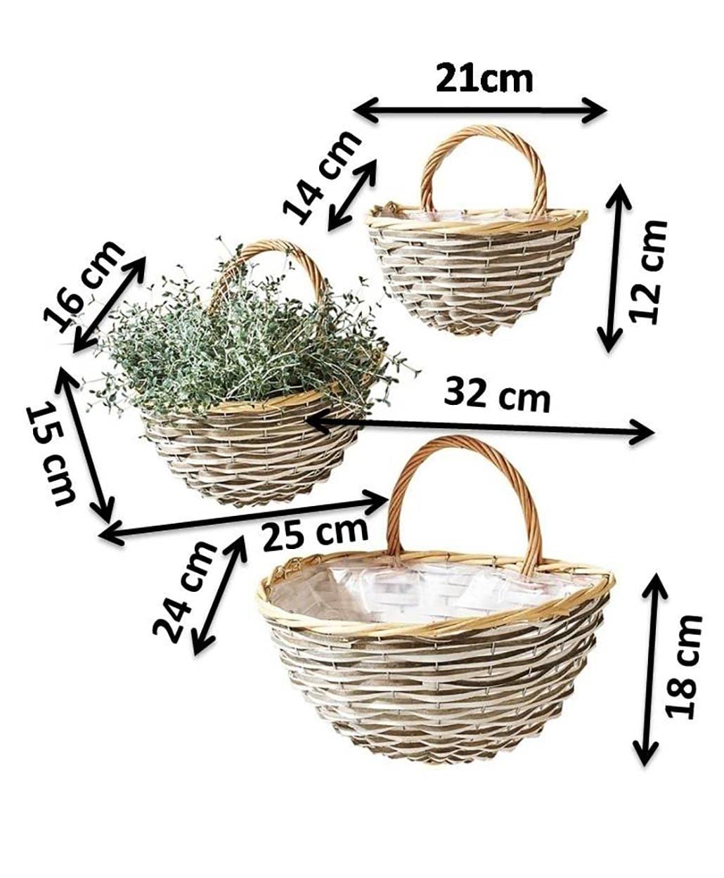 Настінні кошики Kobolo набір 3 шт. дерево з плівкою Сірий, фото №6