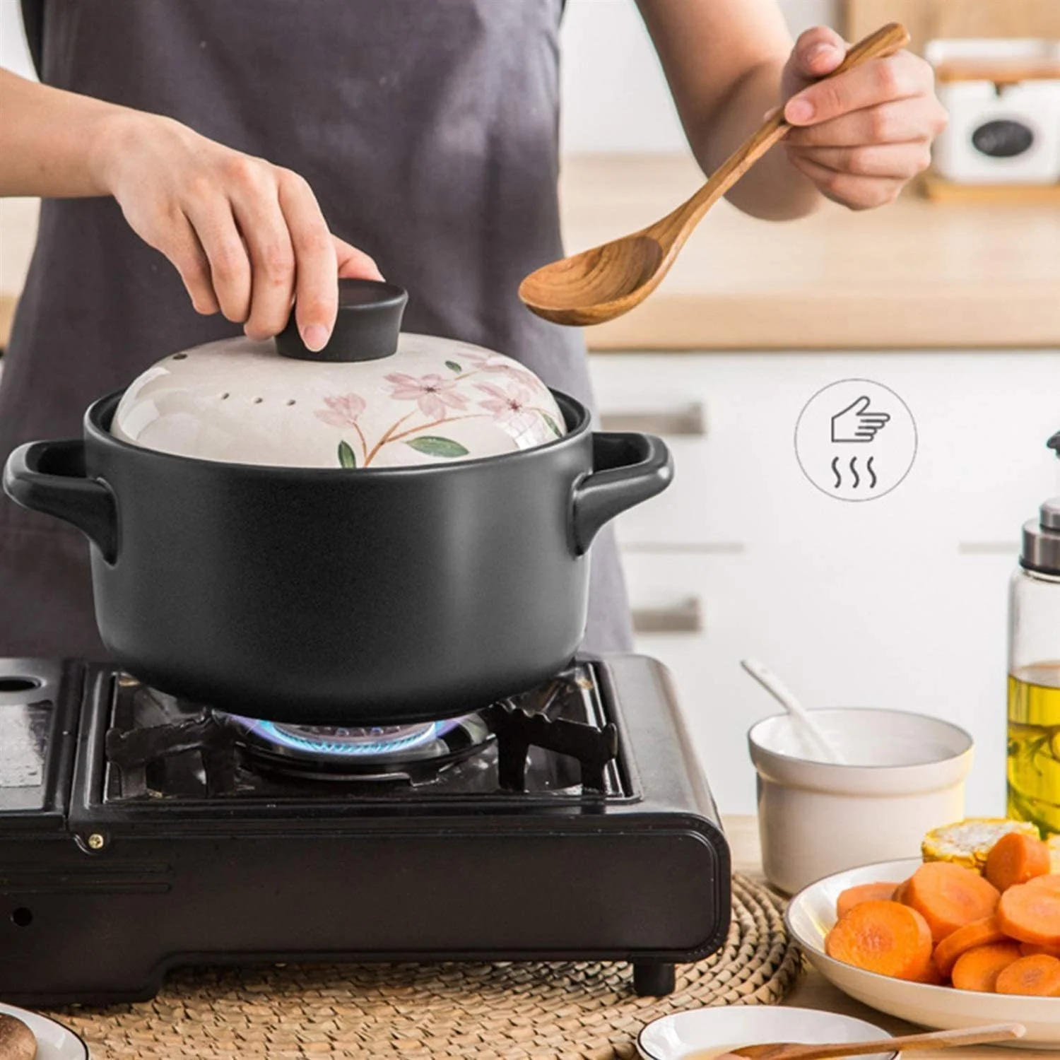 Каструля Керамічна 26 см 7 л Розписана вручну для газу, фото №5 Каструля Керамічна 26 см 7 л Розписана вручну для газу, фото №5