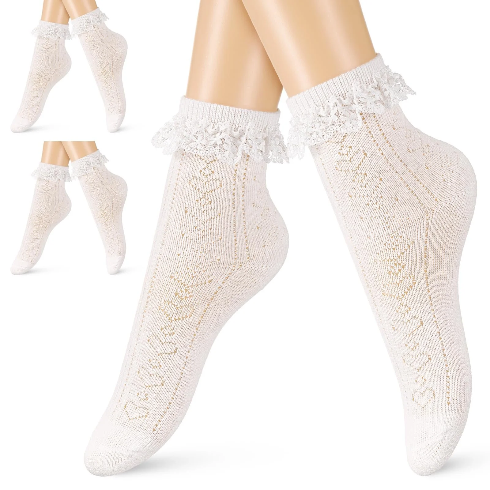 Шкарпетки Jadive Rueschen, до середини гомілки з рюшами, 3 пари, фото №1