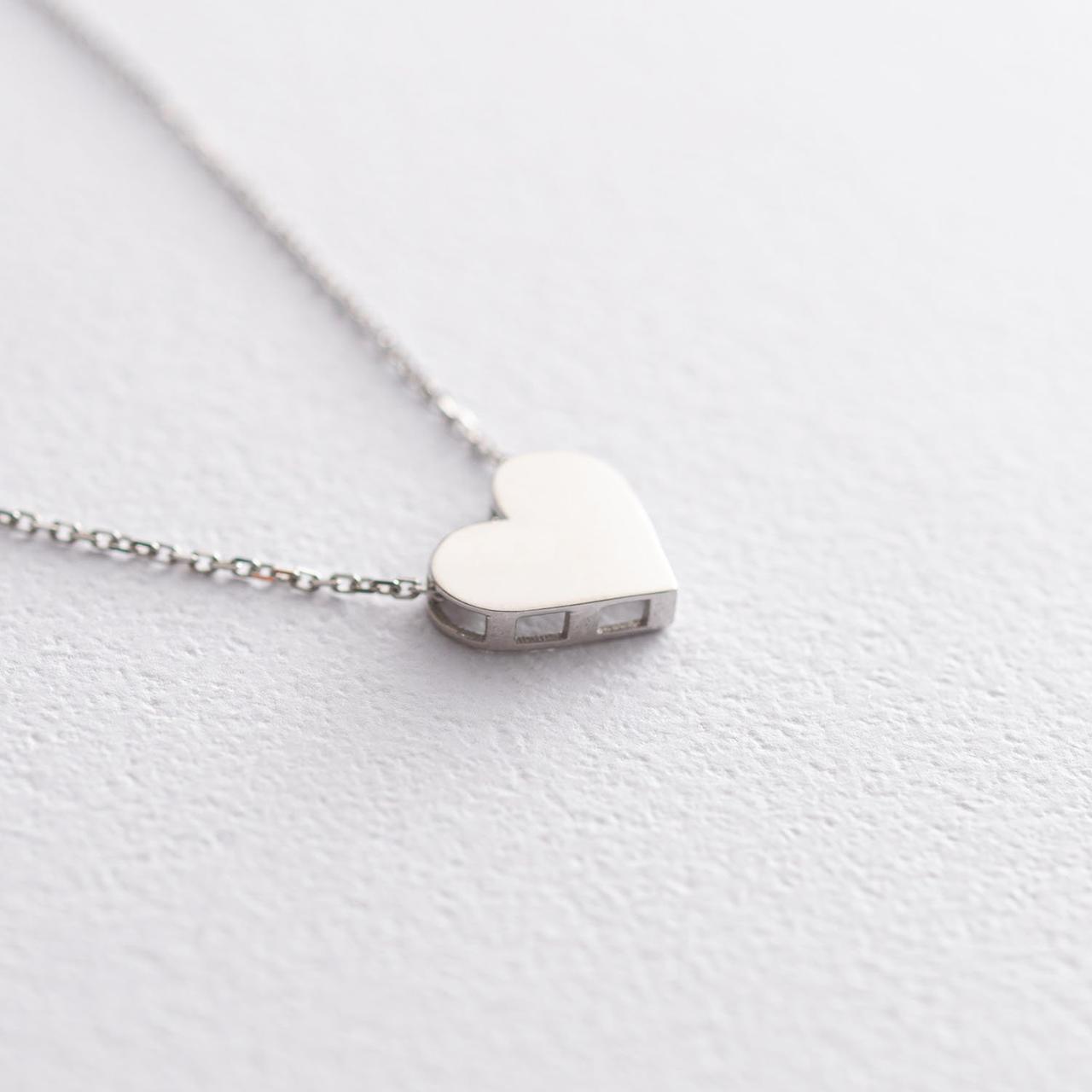 Колье Сердце в белом золоте кол01747 Оникс 40 MB, фото №3