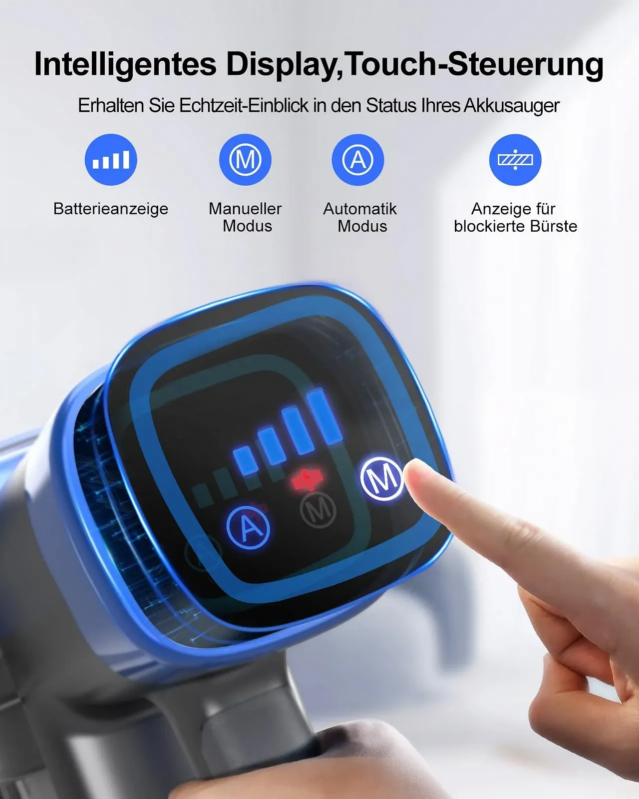 Аккумуляторный пылесос VC50 450 Вт 38000 Па LED сенсорный экран, фото №4