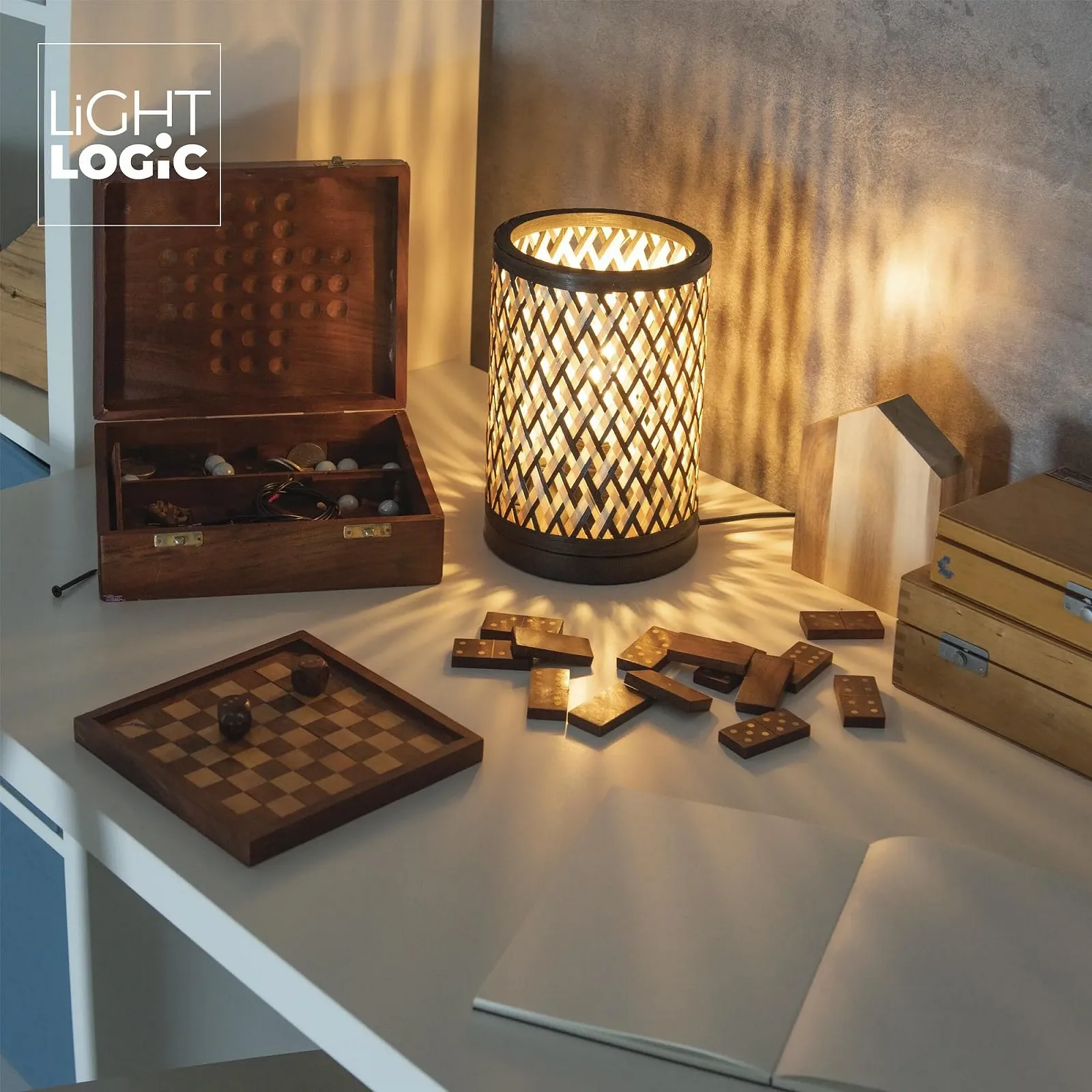 Настільна лампа LightLogic LL TERYS TL 66432 бамбук E27 6 Вт чорна, фото №8