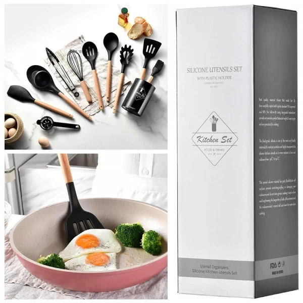 Набор принадлежностей для кухни 12 предметов Kitchen Set RD-1204 Кухонный в стакане Черный, фото №4