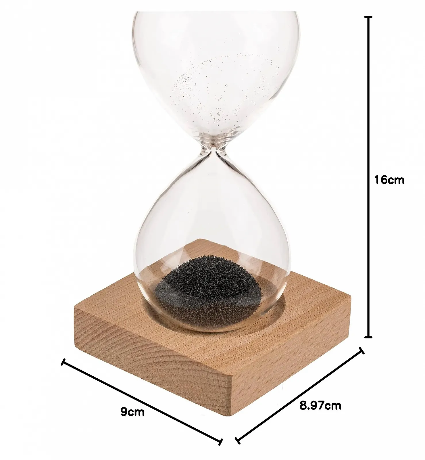 Пісочний годинник магнітний з кольоровим залізним піском та дерев’яною основою 16 см Чорний пісок, фото №8 Пісочний годинник магнітний з кольоровим залізним піском та дерев’яною основою 16 см Чорний пісок, фото №8