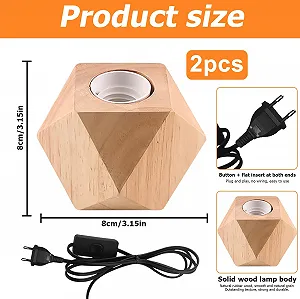 Настільна лампа Nizirioo Набір 2 шт. Дерев'яна основа Diamond E27 EU Plug (без лампи) synthetic.ua - Фото 1