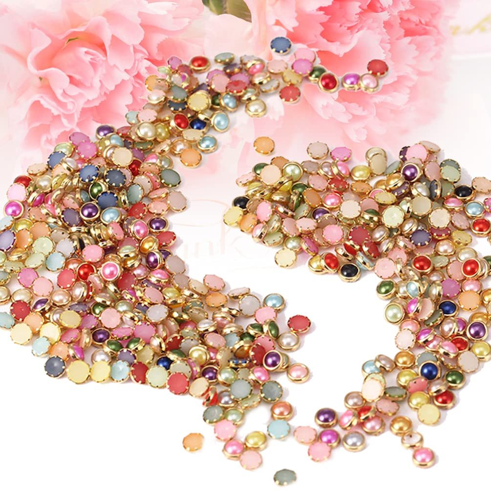 Стрази для нігтів Lurrose Круглі 1000 штS Різнокольорові прикраси з плоскою основою, фото №8