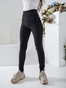 Женские лосины трикотажные в рубчик OB67/68 размер 46 цвет черный synthetic.ua - Фото 1