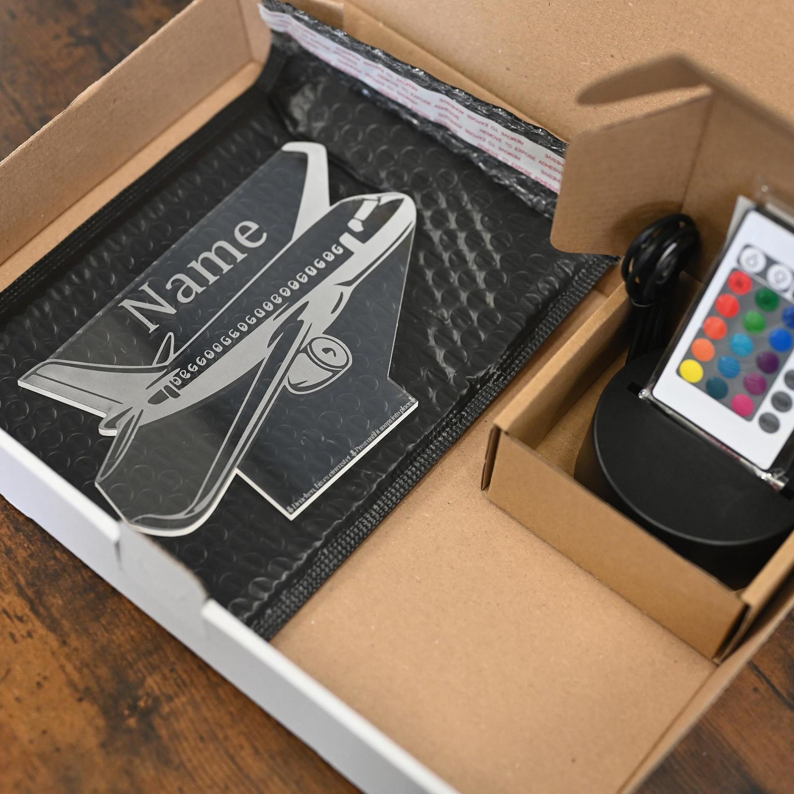 Ночник 3D Personalised Airplane Самолет LED с именем и изменением цвета, фото №8