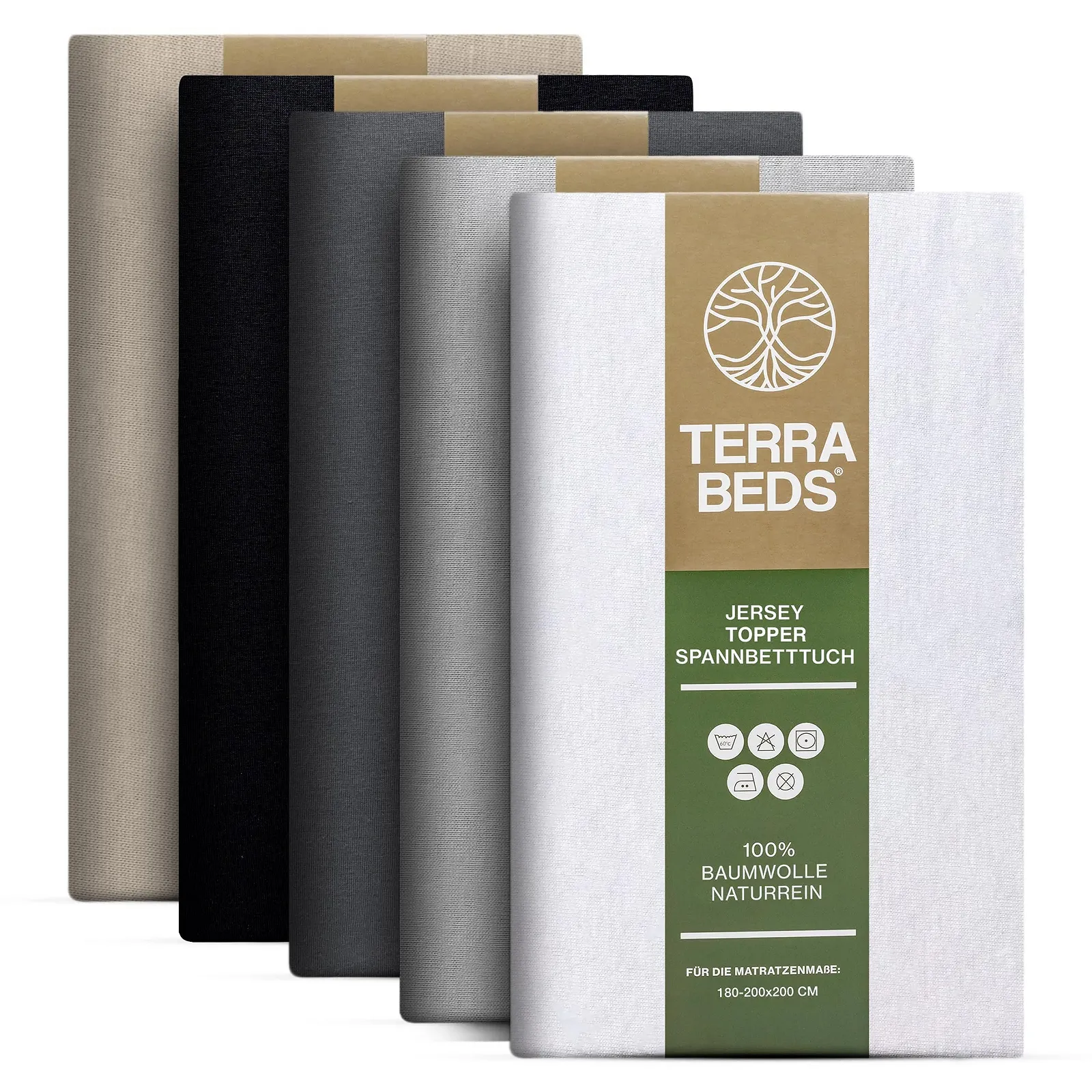 Простирадло на гумці Terra Beds Premium для топпера 100% високоякісна бавовна Oeko-Tex джерсі, фото №1