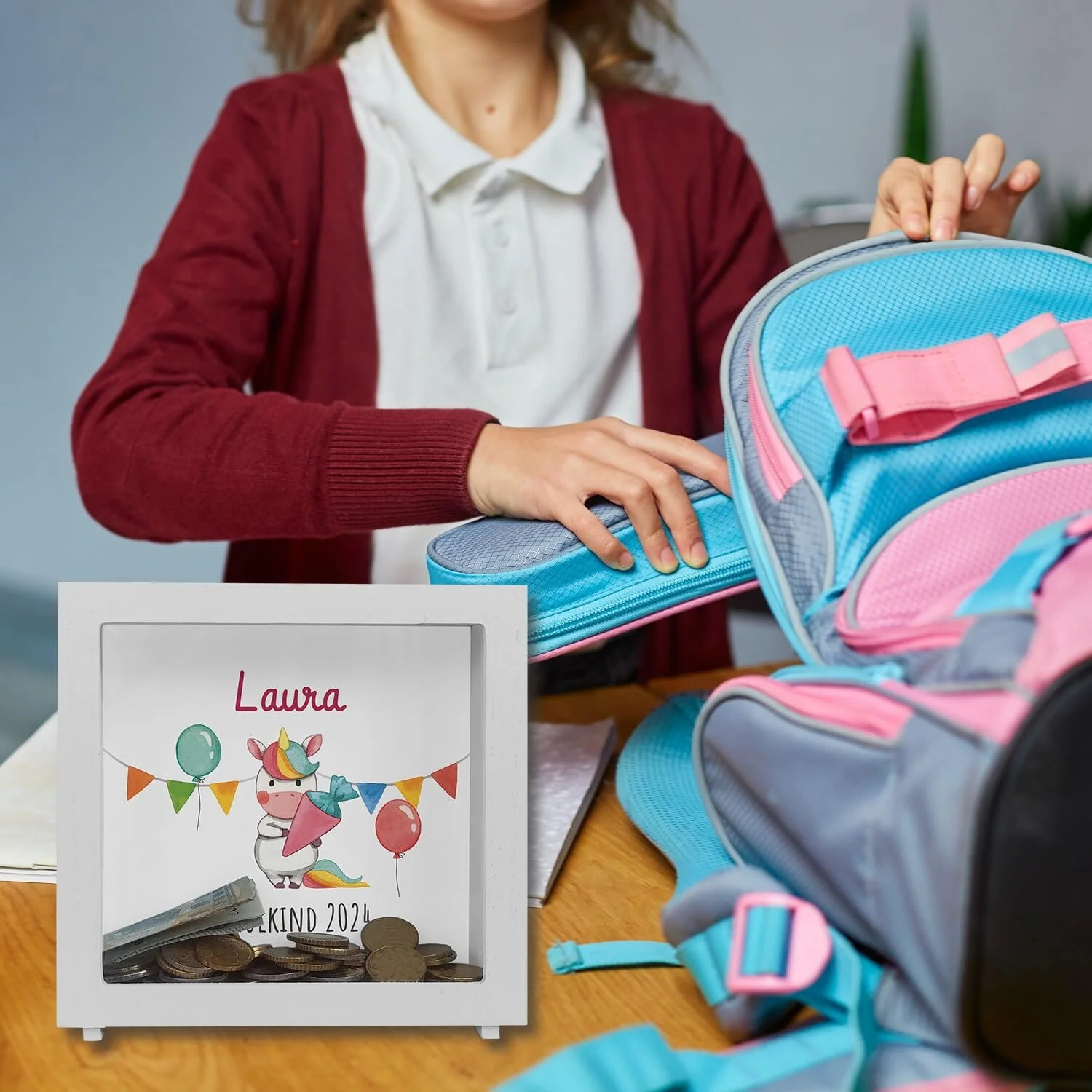 Скарбничка персоналізована Тварини для першокласників Кераміка Дерево, фото №6