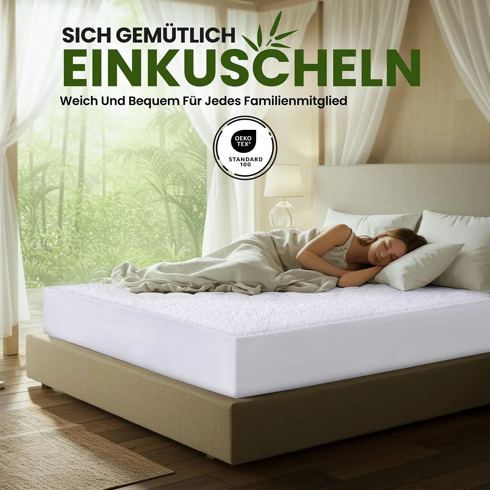 Наматрацник Utopia Bedding 90 x 200 x 30 см Водонепроникний, Віскоза, Oeko-Tex Certified, Чохол на матрац, дихаючий, з еластичною гумкою по всьому периметру, фото №6