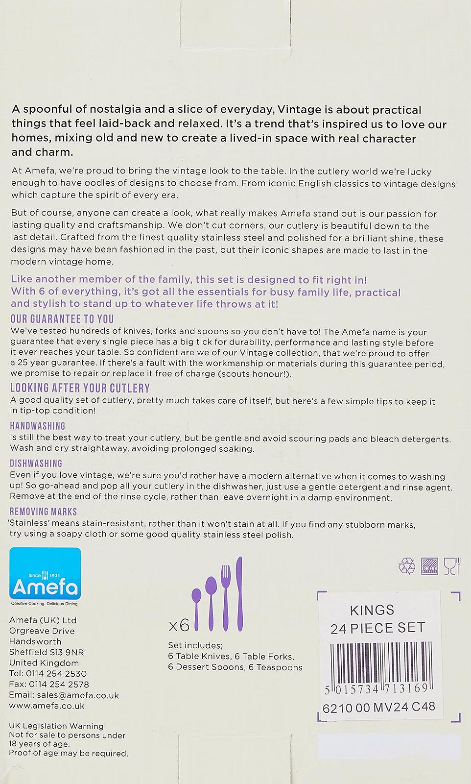Набор столовых приборов Amefa Vintage Kings 24 предмета на 6 персон, фото №4 Набор столовых приборов Amefa Vintage Kings 24 предмета на 6 персон, фото №4