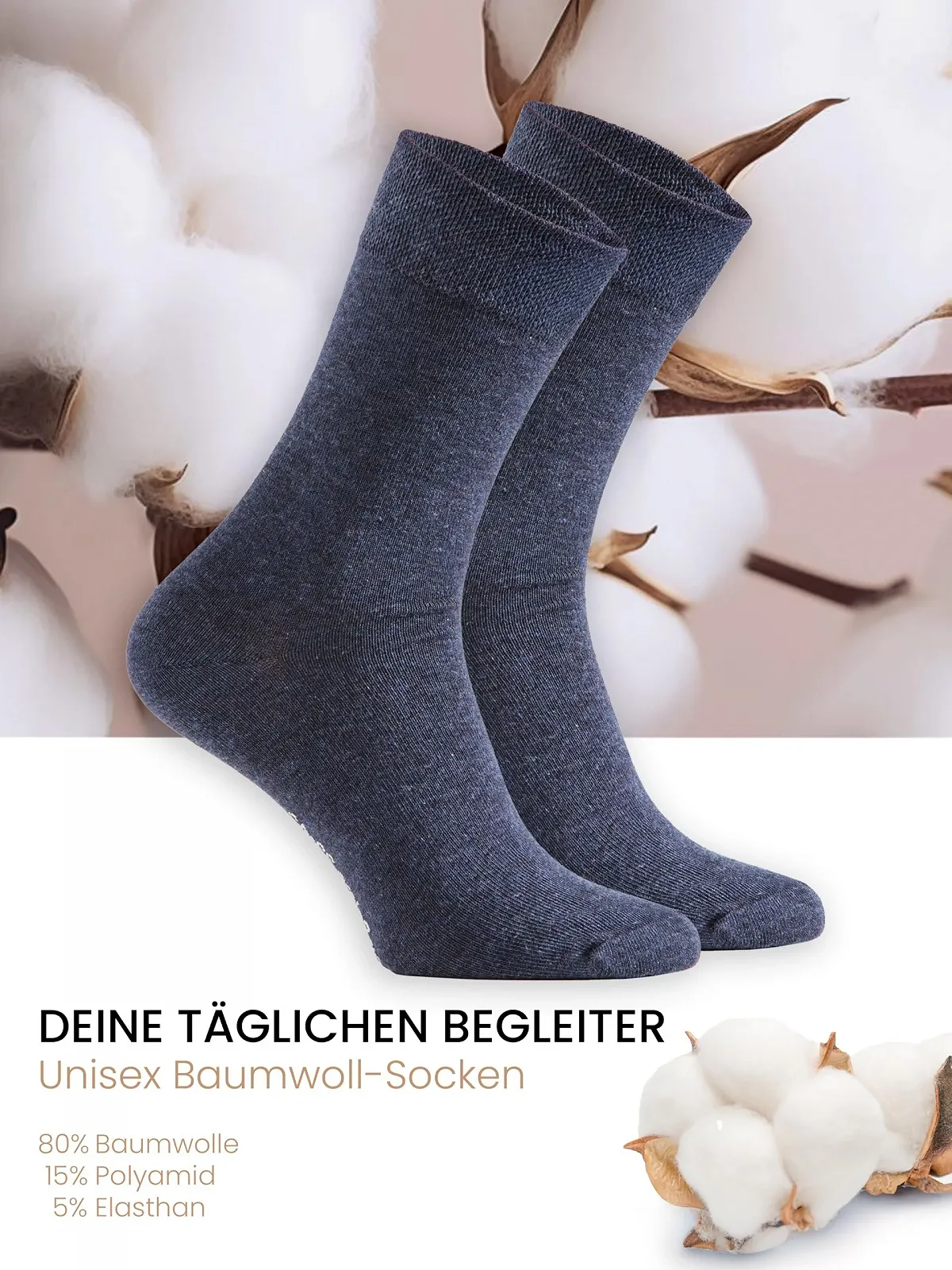 Носки Cotton Prime Basic Мужские и Женские (10 пар) Классические носки из хлопка, Черный, Белый, Антрацит, Синий, Разноцветные, Размеры: 35-50, фото №3