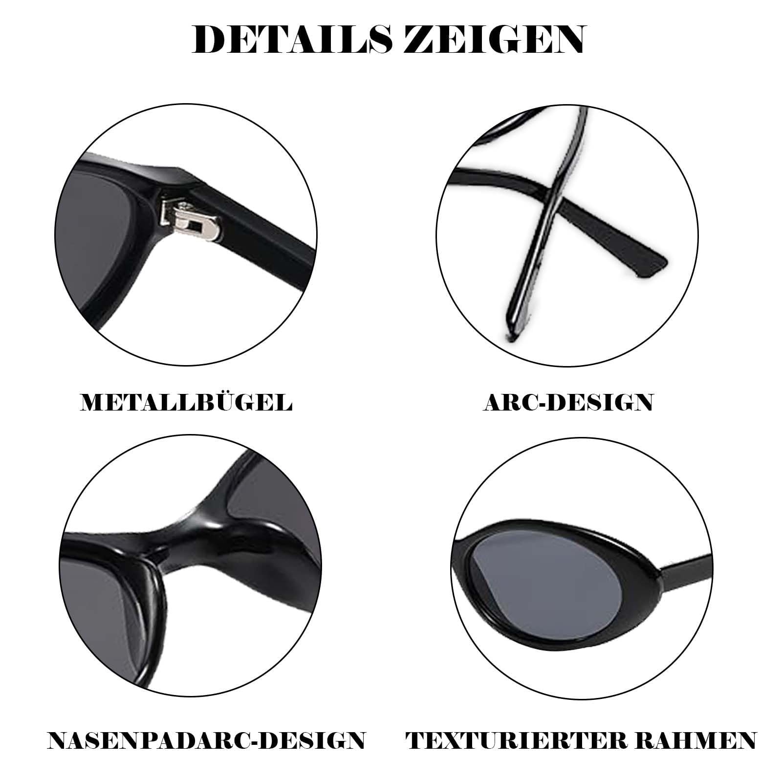 Набір 2 вінтажних овальних сонцезахисних окулярів, чорні, модні тонкі жіночі, чорний, фото №3