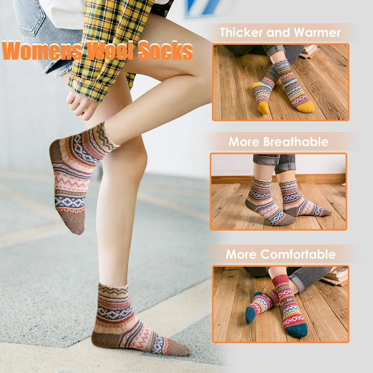 Вовняні шкарпетки AUGOLA, 5 пар, зимові термошкарпетки, розмір 35-41, фото №4 Вовняні шкарпетки AUGOLA, 5 пар, зимові термошкарпетки, розмір 35-41, фото №4