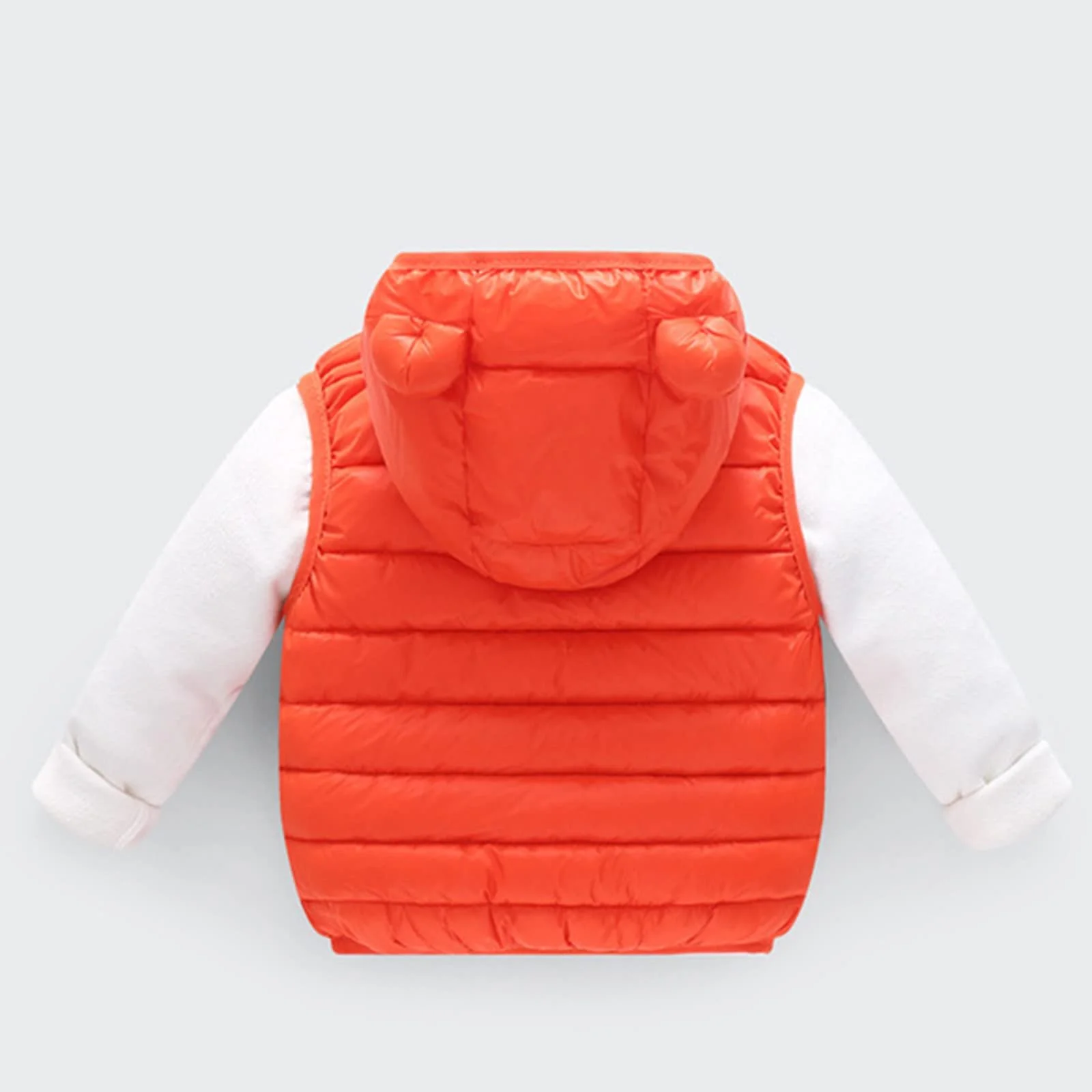 Дитяча зимова куртка з ведмежими вушками, тепла безрукавка, стьобана, фото №3