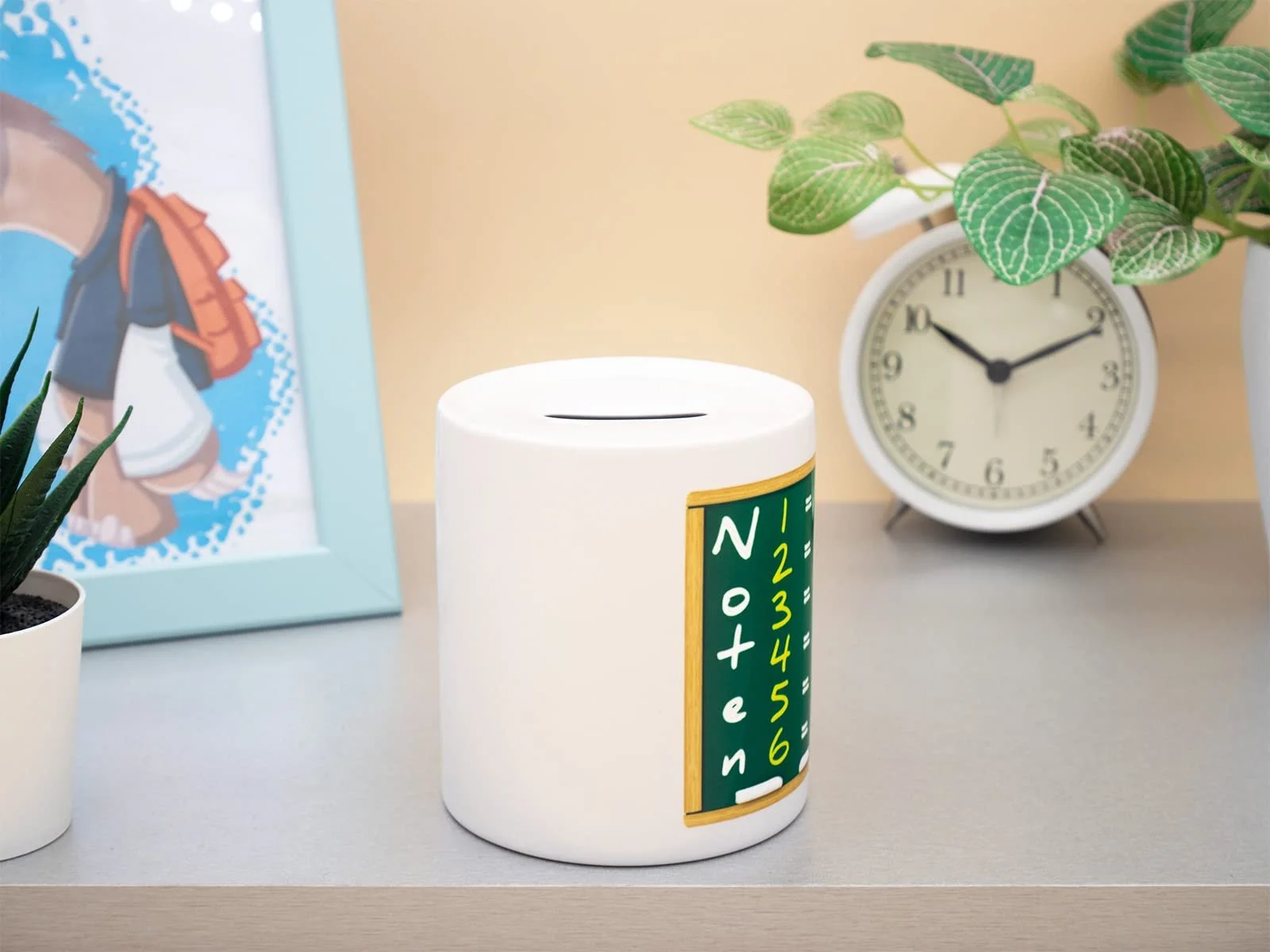 Копилка Керамическая с таблицей вознаграждений Белая 9.5 x 8.2 см, фото №4