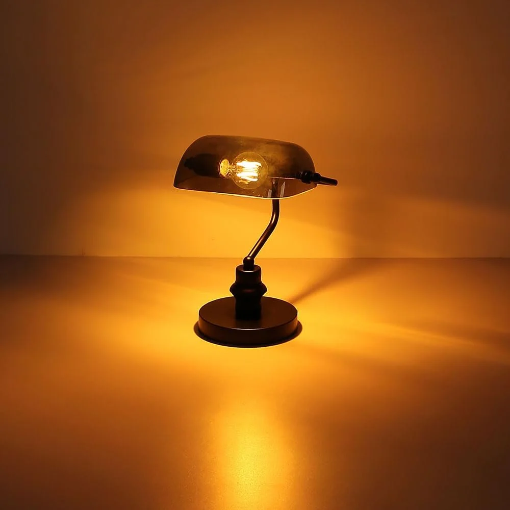 Настольная лампа Globo Banker Дымчатое стекло 1x E27 25 x 32 см Черный, фото №9