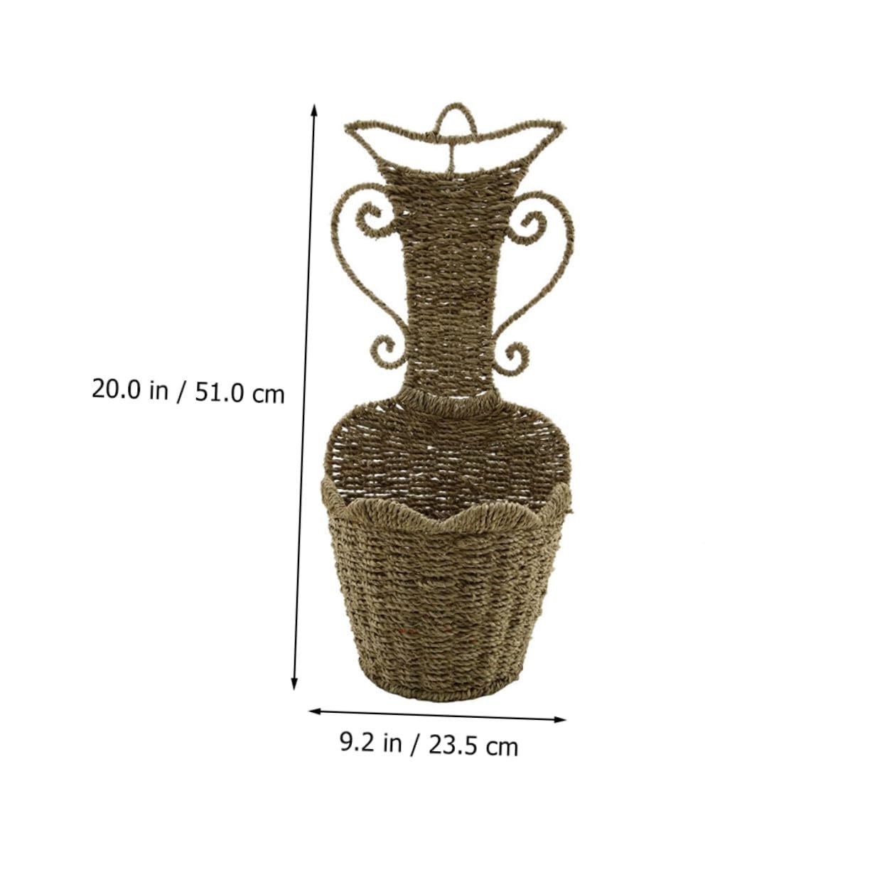 Підвісний плетений кошик HEMOTON солом'яний з гачком рустикальний для зберігання квітів, фото №2