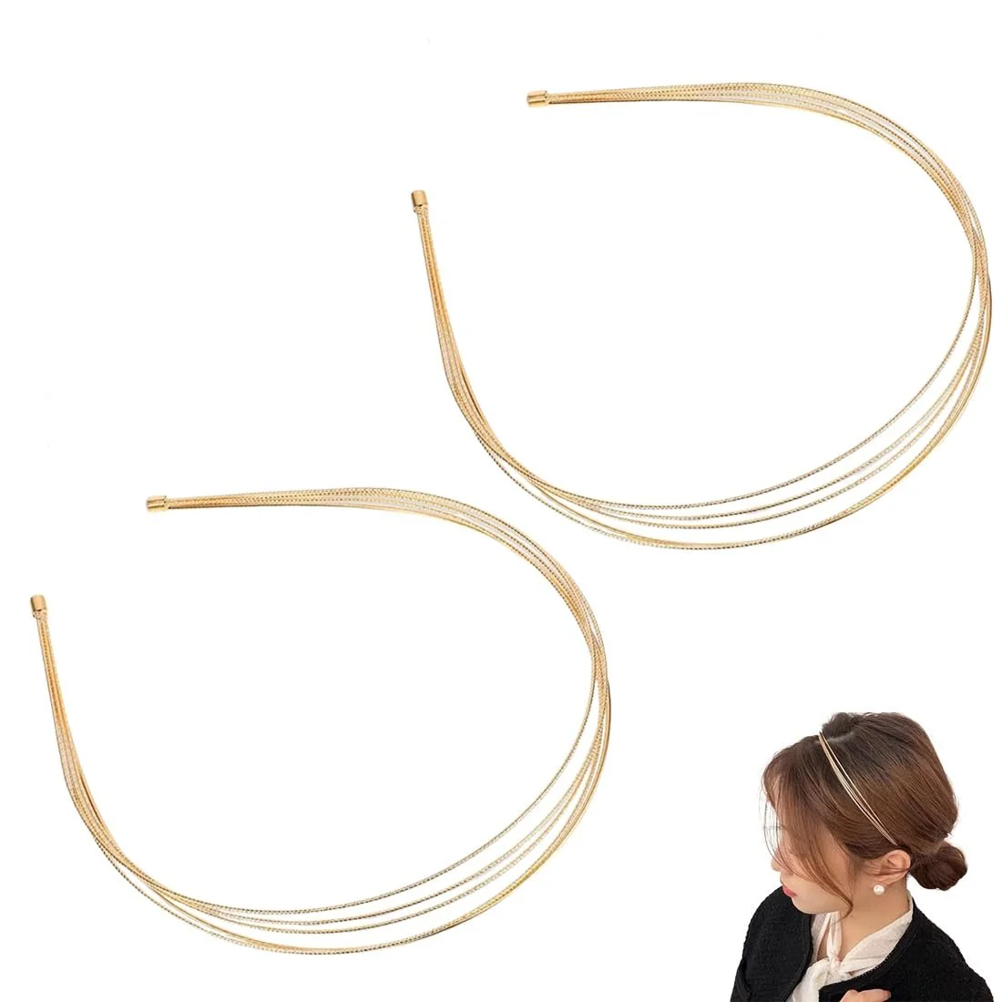 Багатошарові металеві обручі для волосся, фото №1