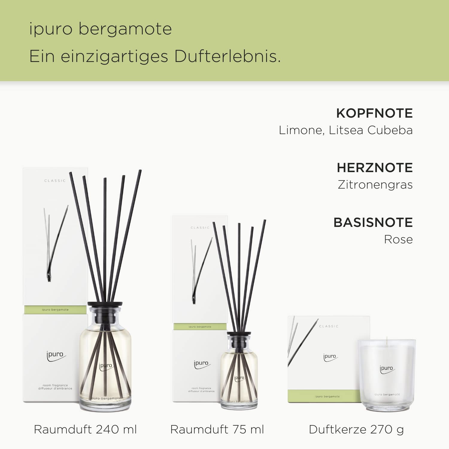 ipuro Bergamote Ароматизированная свеча в стекле 270 г, фото №3 ipuro Bergamote Ароматизированная свеча в стекле 270 г, фото №3