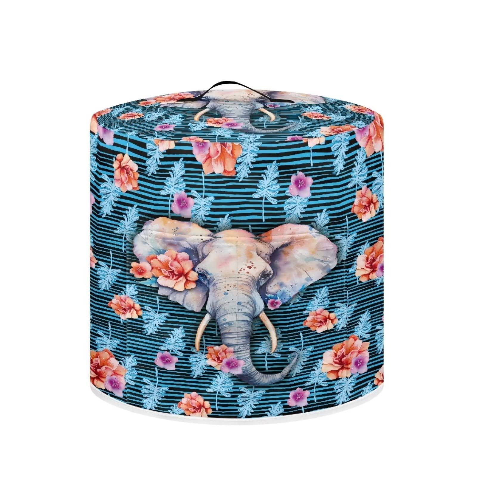 Чехол ZIATUBLES Blue Elephant Tropical Leaf Print для Медленноварки 3 Кварты, фото №1